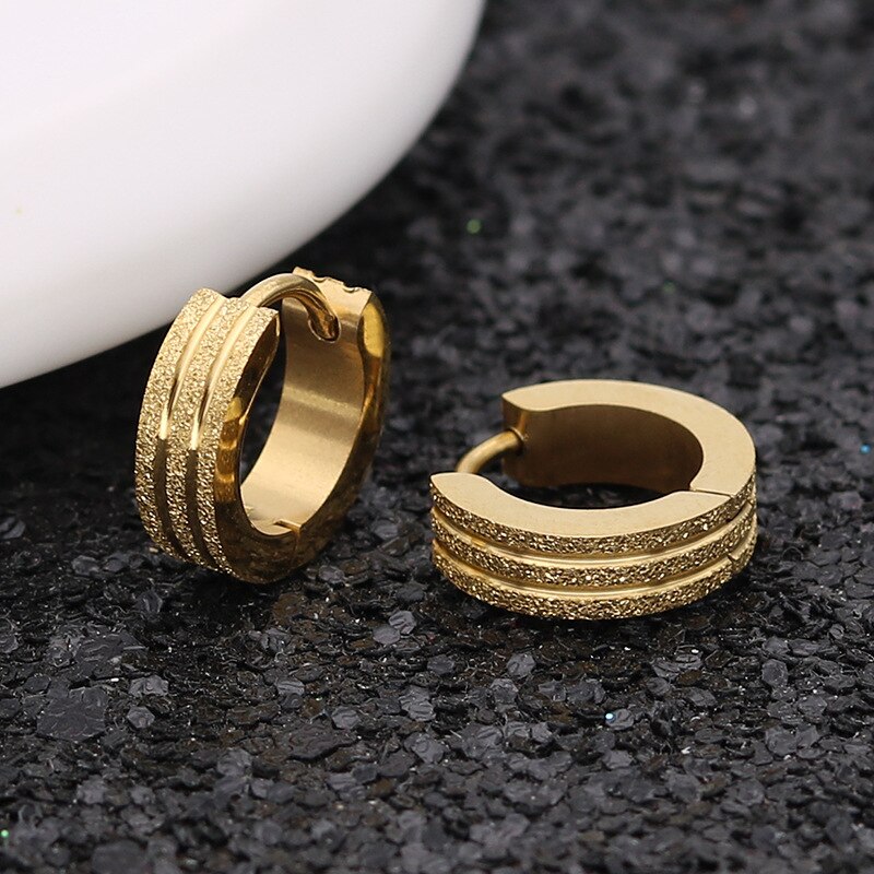 Earrings Men&#39;s Round Titanium Steel Earrings Men&#39;s Jewelry Accessories Hipster Rock Style Punk Circle Earrings for Men: gold