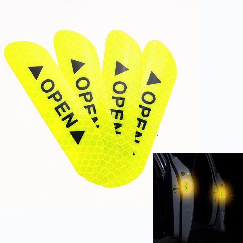 4pcs / set car Warning Safety Sign Reflective Strips Stickers for Nissan Teana X-Trail Qashqai Livina Sylphy Tiida Sunny March: Yellow