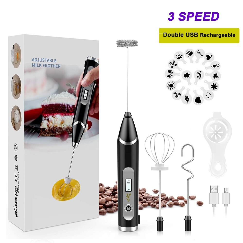3 Modes Electric Handheld Milk Frother Blender With USB Charger Bubble Maker Whisk Mixer For Coffee Cappuccino