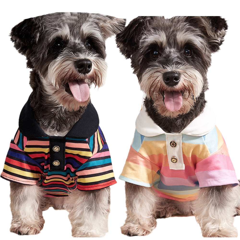 Polo deportivo a rayas para cachorros, ropa para mascotas de primavera y otoño para perros pequeños, jerséis de Bichon maltés Schnauzer, ropa para mascotas
