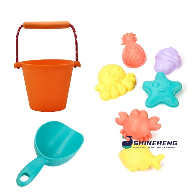 Children Beach Toys Silicone Bucket Summer Digging Sand Tools Summer Baby Water Game Play Outdoor Toy Set Sandbox for Boys Girls: SKU-010