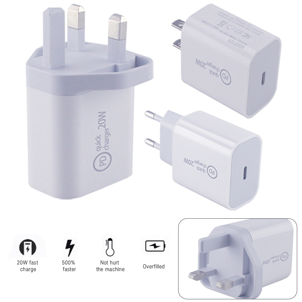 20W Usb Type C Lader Adapter Voor Iphone 12 12 Pro Max 12 Mini Pd Snel Opladen Power Type-C Eu Ons Uk Plug Voor Iphone 12