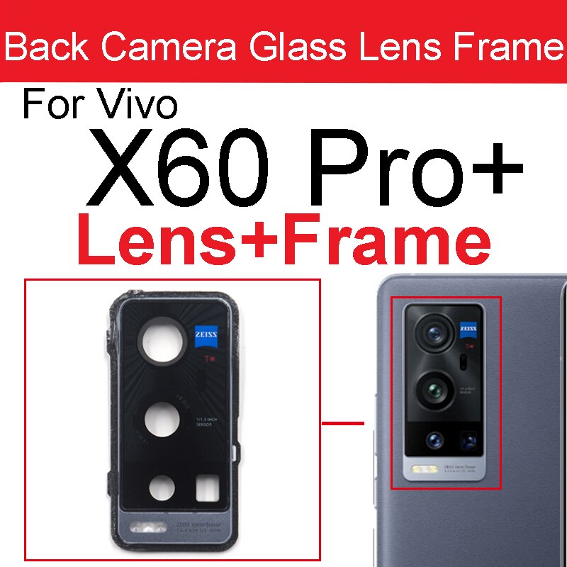 Soczewka aparatu tylnego obiektywu dla Vivo X50 X60 Pro X50 X60 Pro Plus aparat z tyłu obiektywu obudowa ramowa wspornik naklejki wymiana: X60 Pro Plus Black