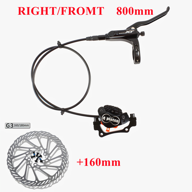 Nollställande mtb 4 kolv hydraulisk skivbroms xt med kylning full meatal pads cnc tech mineral oil broms för am enduro  e4 zee  mt200: Rf 160mm