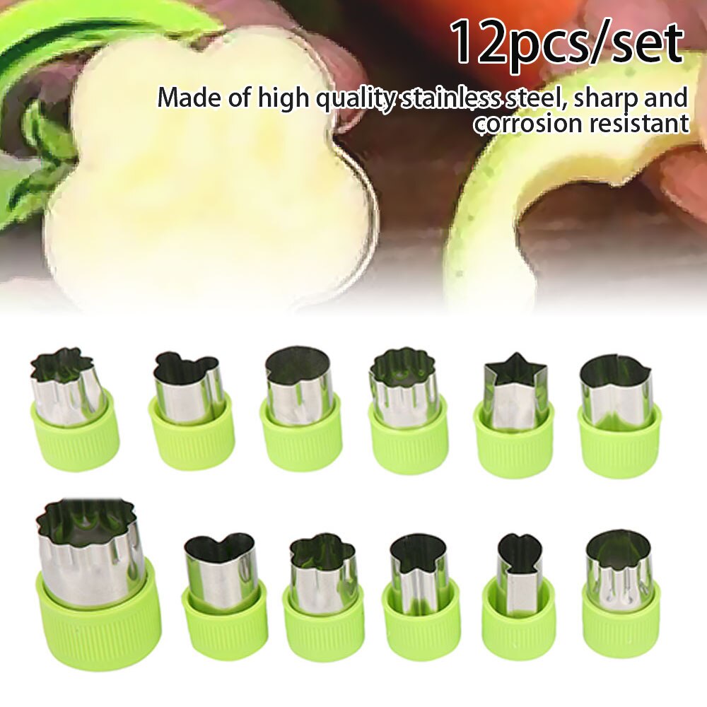 Rice Vegetable Fruit Cutter Mold 12Pcs/set Flowers Cartoon Cutter Mold Stainless Steel Cake Cookie Biscuit Cutting Shape Tools