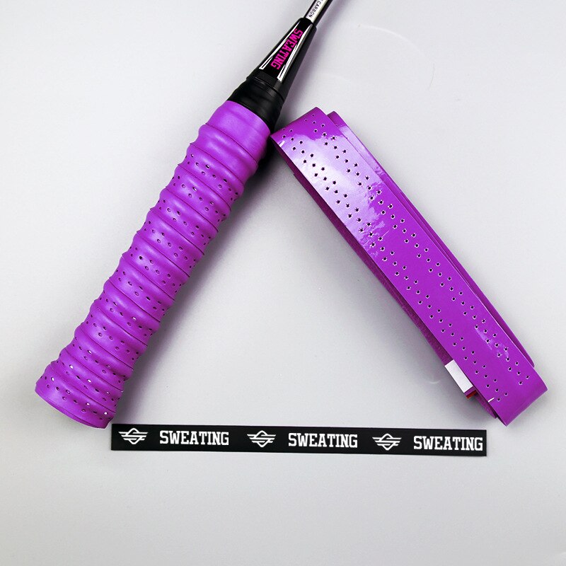 Raquette de Badminton Grip bande raquette à tricoter canne à pêche poignée perforée anti-dérapant absorbant la sueur: Knitting Grip Tape  Purple