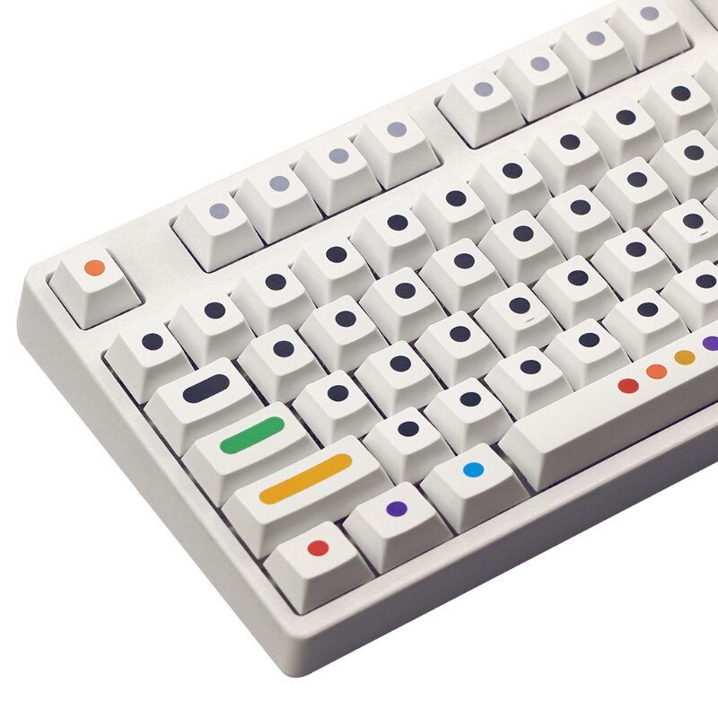 128 Keys White Color Dots Key Caps Cherry Profile PBT Key Caps for Mx Switch Mechanical Keyboard Dyeing Sublimation Cap