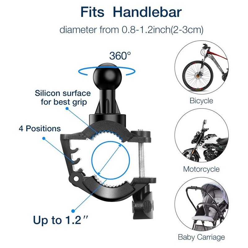 360°Rotatable Motorcycle Cell Phone Mount Universal Cell Phone Bicycle Rack Handlebar & Motorcycle Holder Cradle