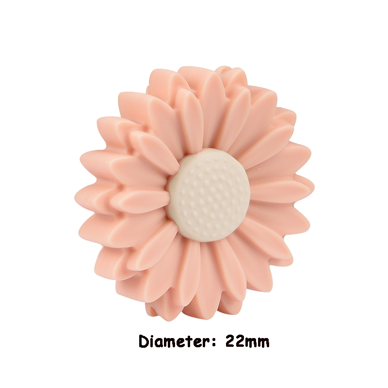 10PCS Silicone Beads Daisy Baby Teething Silicone Beads Sunflower DIY Food Grade Rodent Toy BPA Free Nurse Accessories: 22mm-Peachy