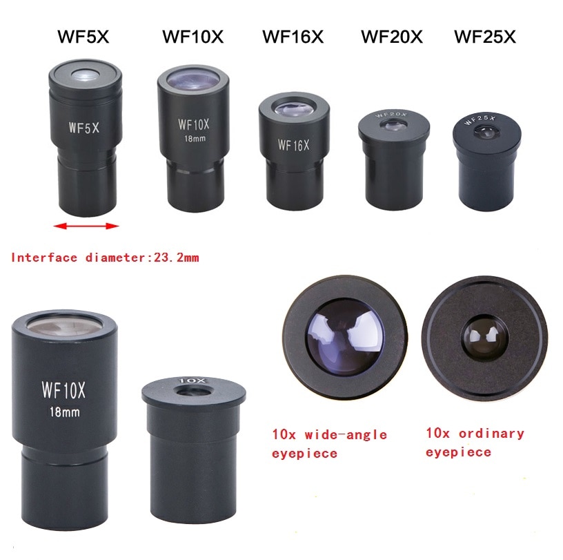 Vidvinkelobjektivbiologisk mikroskop okular  wf5x wf10x wf16x wf20x wf25x tilbehør til mikroskoplinserokulære okularer