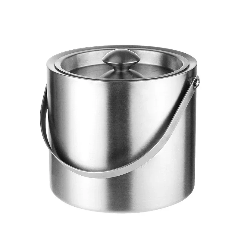 Stainless Steel Ice Grain Ice Bucket Double Walled Cooler Bucket Portable Beer Bucket with Comfortable Carry Handle Beer Cooler
