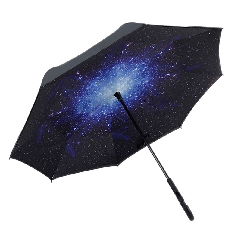 C Handle Windproof Reverse Folding Umbrella Man Women Sunscreen Rain Umbrella Double Layer Anti UV Self Stand Umbrella
