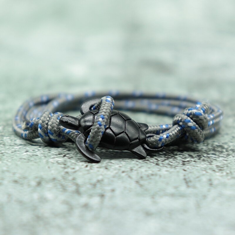 Boho Handgemachte Multilayer Seil Meer Schildkröte Armband Charme Paracord Hand Geflochten Braclet Für Männer Armband Viking Schmuck Homme