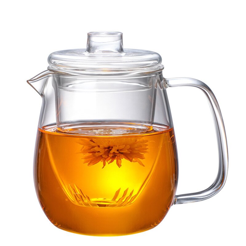 Chá de vidro infusor bule de chá resistente ao calor chinês kung fu conjunto de chá puer chaleira cafeteira vidro escritório bule 500ml: 650ML