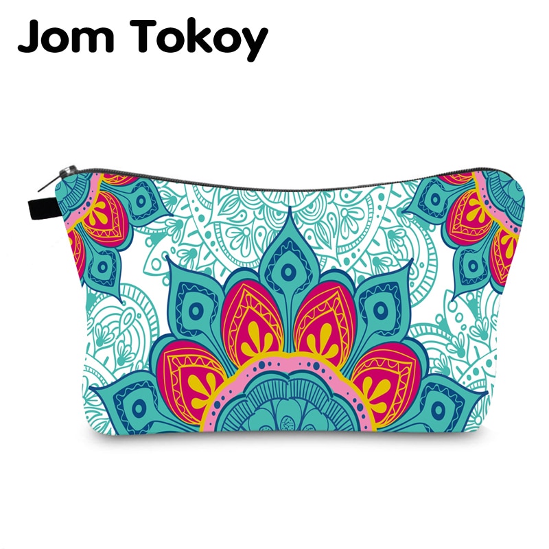 Jomtokoy女性曼荼羅印刷patterntravel化粧バッグハンドバッグ女性ジッパー財布小さな化粧品は袋