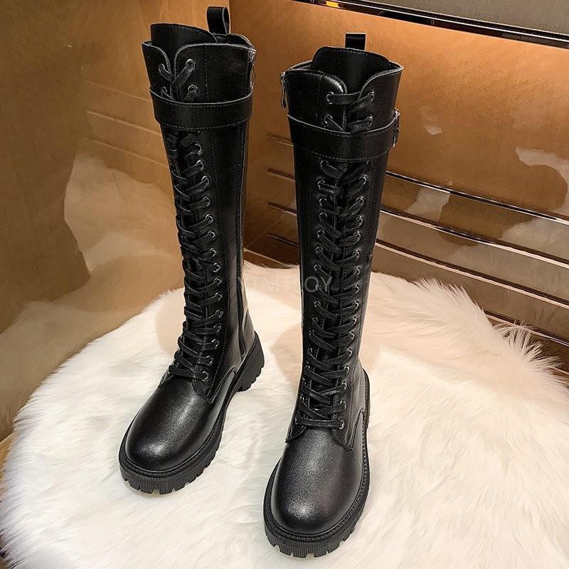 Bottes Cuissardes Pour Femmes En Daim - Hauteur Au-dessus Du Genou, Talon épais 10 Cm, Plateforme, Fermeture éclair Latérale, Bout Rond - 9