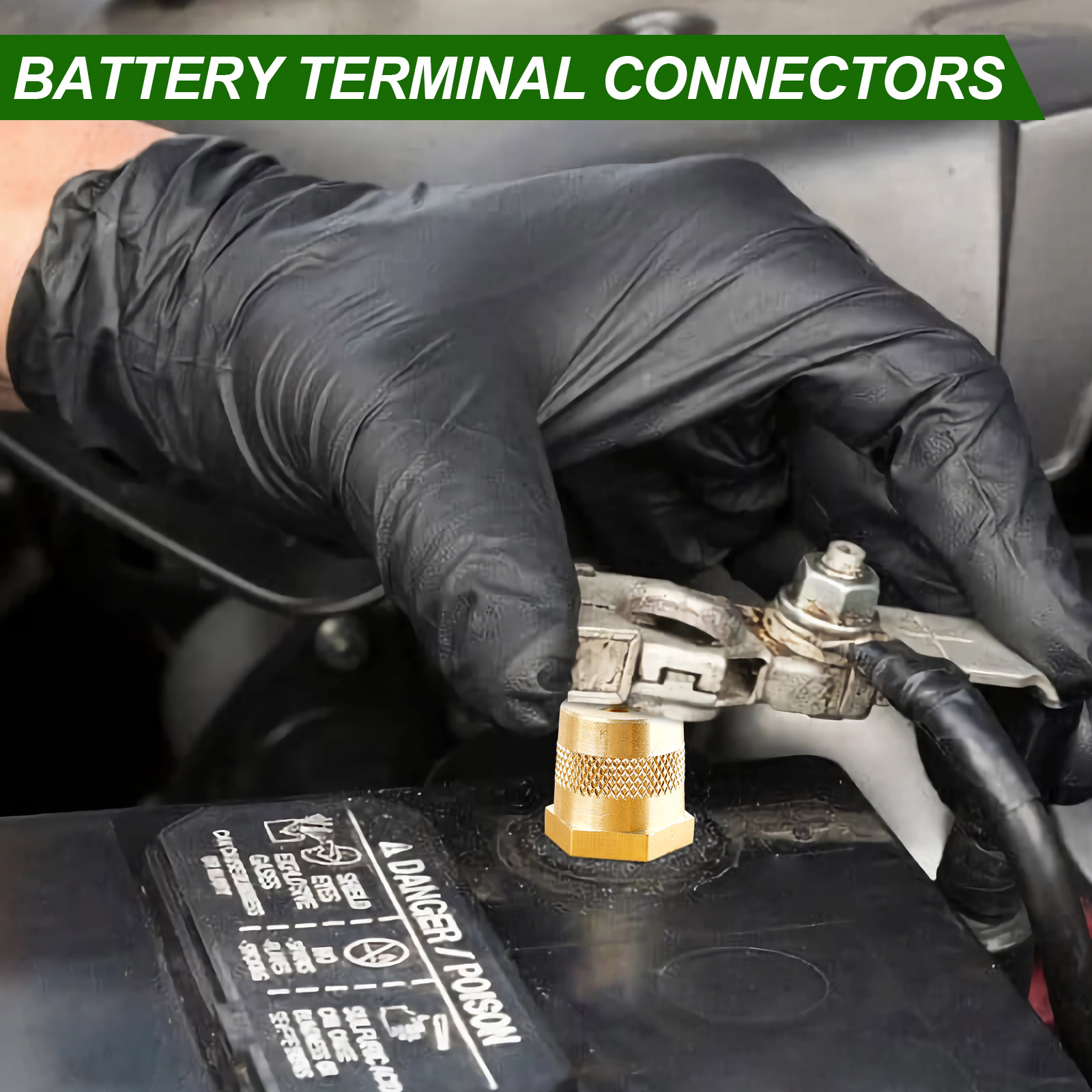 Battery Pole Adapter Pair Positive Negative Battery Post Terminals with Male Thread M8 Battery Stud Connector car Accessories