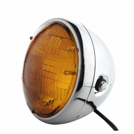 7'' classic custom Chrome Motorcycle Headlight For Heavy Duty: Chrome Yellow