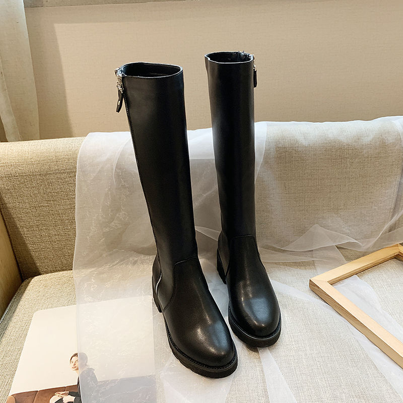 Botas longas femininas 2020 novo outono e inverno além de veludo all-match mas botas de joelho botas altas botas pequenas botas de couro cavaleiro