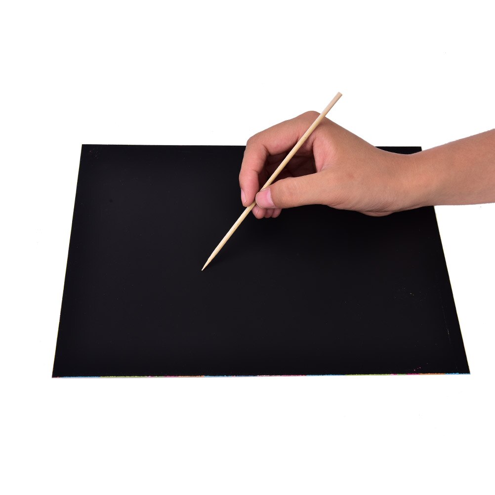 10 Sheets Rainbow Scratch Colourful Stencil Art Craft Engraving Paper With Pen Drawing Paper