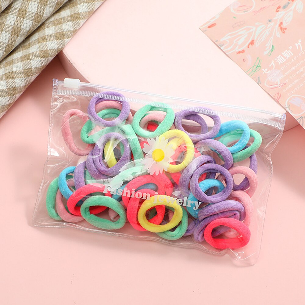 50 st/set baby flickor färgglada nylon små elastiska hårband barn hästsvanshållare gummiband pannband barn håraccessoarer: Flerfärgad