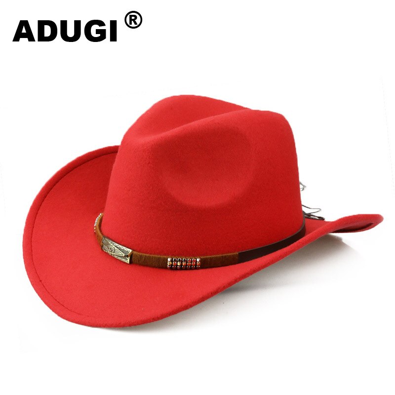 ADUGIMen y de las mujeres de lana de sombrero de vaquero Casual de primavera y verano sombrero de Europa y América, estilo de de viajes al aire libre protector solar: Rojo