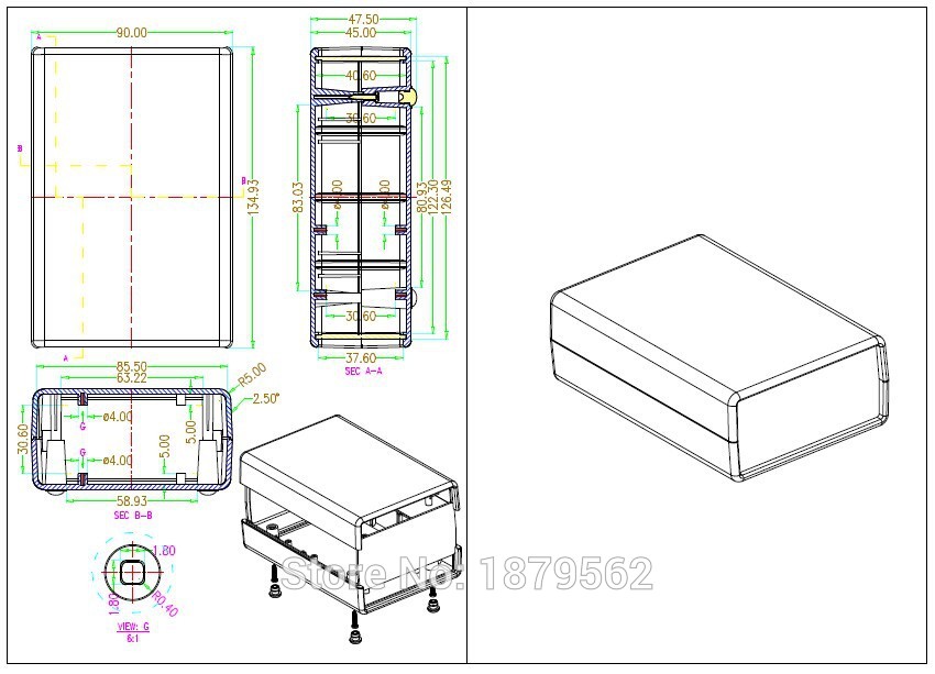 [2 kleur] 4 stks/partij 135*90*45mm diy plastic desktop box abs plastic project doos PLC elektrische junction control box