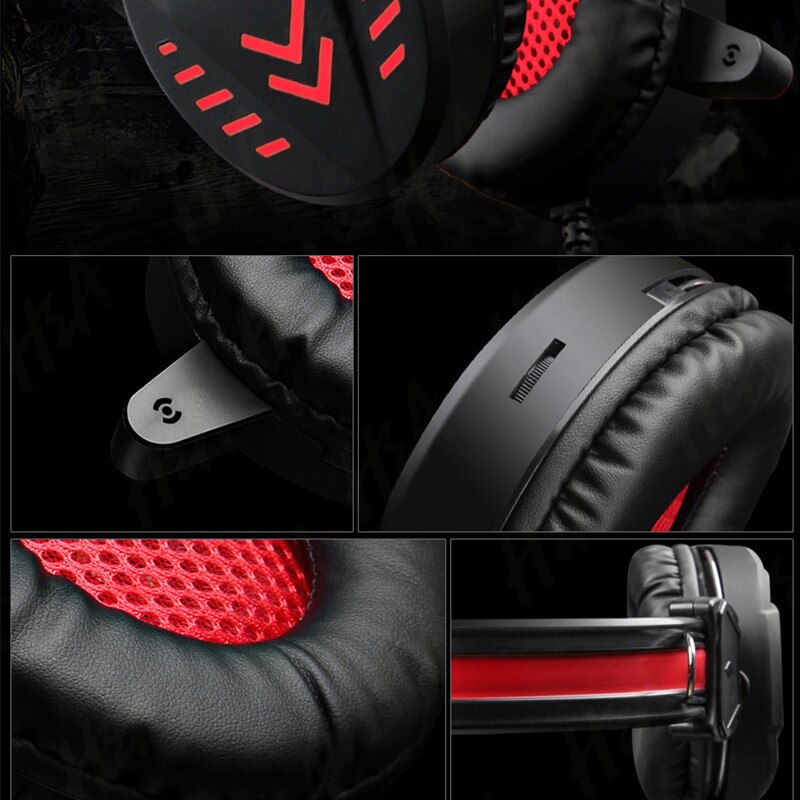 Gaming Headset - 50mm Drivers - LED Light - 3.5mm Jack - Volume Control - Mic - for PC, PS4, Xbox, Laptop
