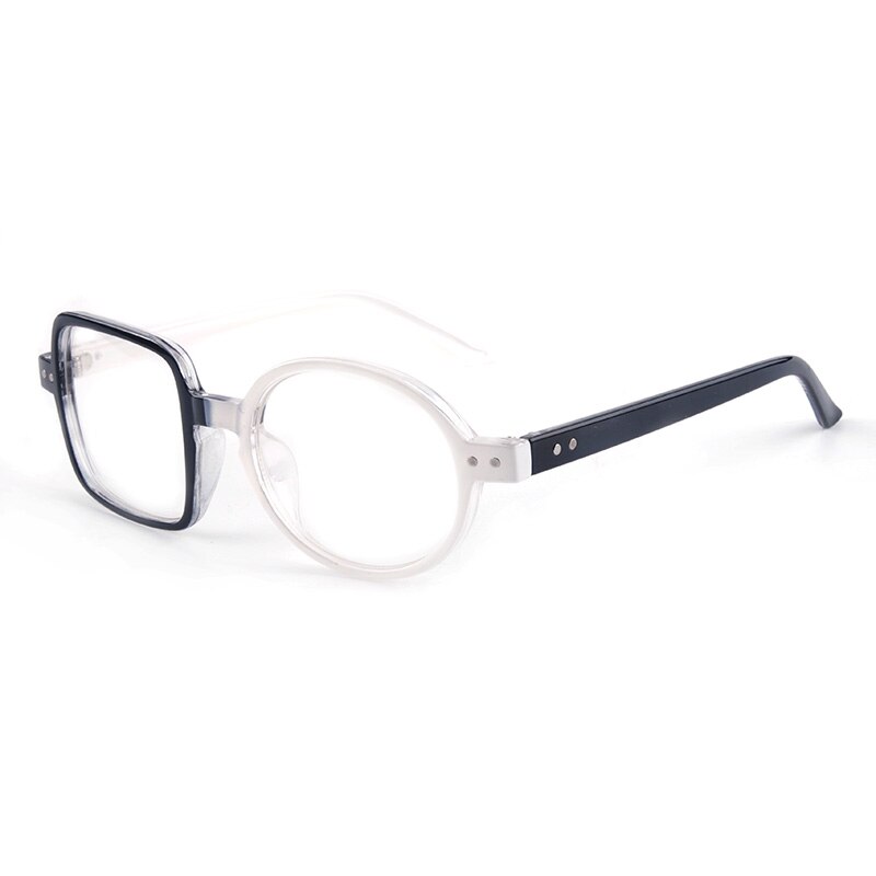 CUBOJUE Transparent Glasses Women Men Ultra-light Non-prescription Eyeglasses Frame One Round One Square Clear Lens: black white