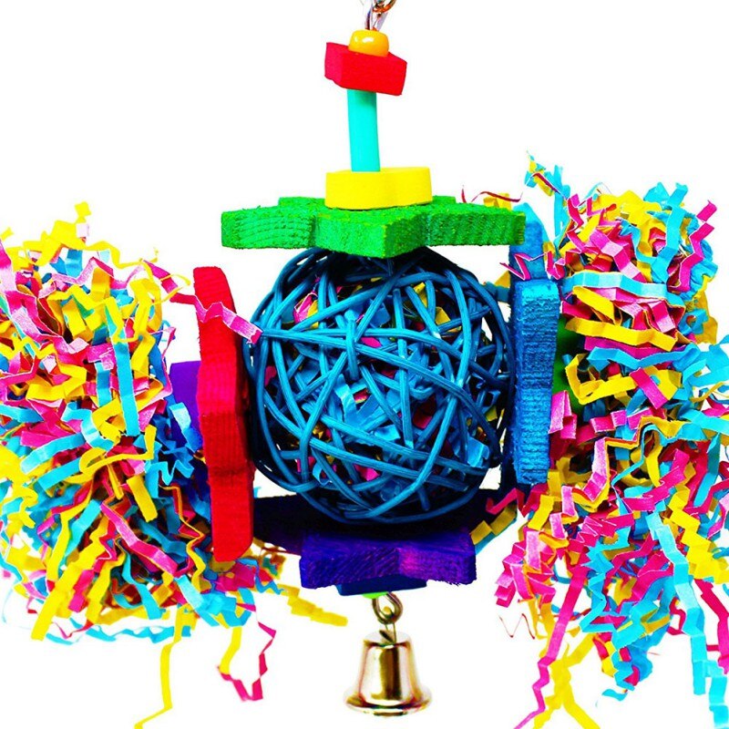 Juguetes Para aves caseras, juguetes para mascotas, loro, juguetes para masticar, estrella de cinco puntas, Bola de ratán Natural, juguete, jaula para pájaros, suministros de decoración de Color al azar