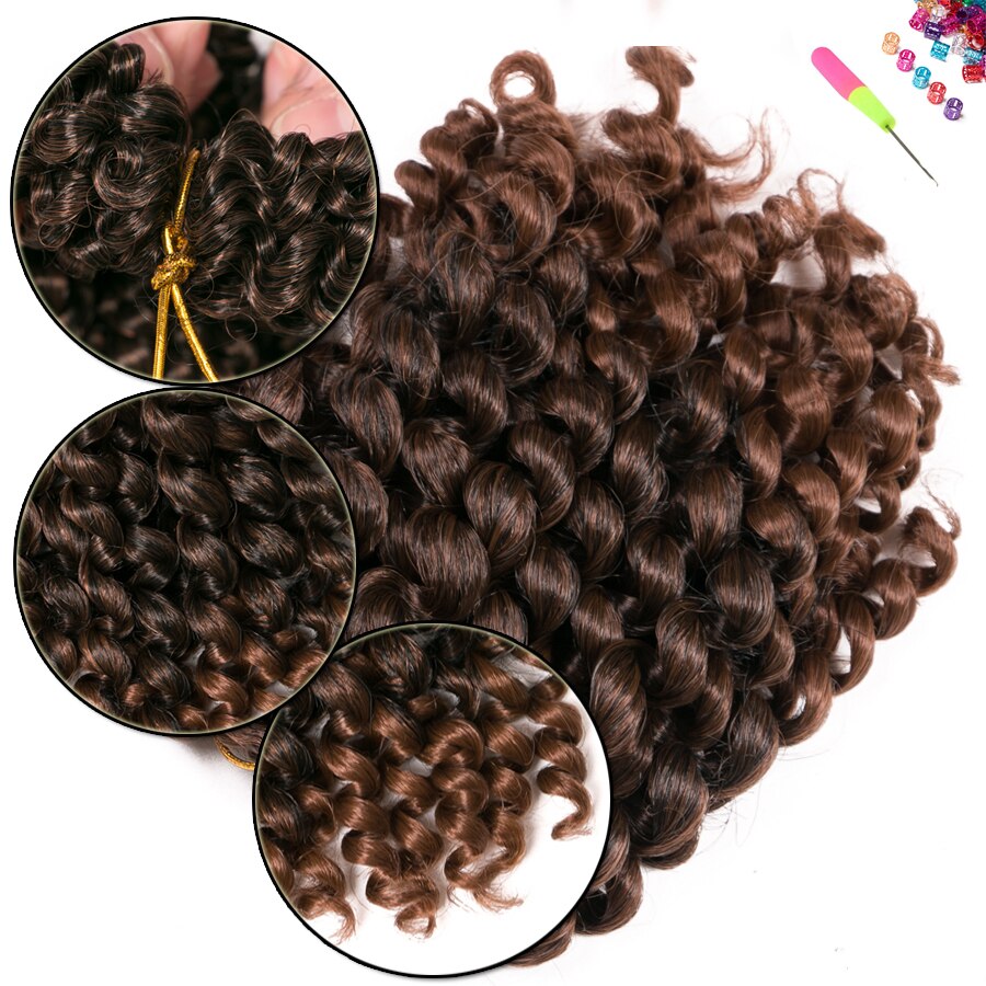 Torção encaracolado preto crochê tranças de cabelo 75 g/pacote 8 polegada 20 fios/pçs sintético ombre trança extensão do cabelo torção