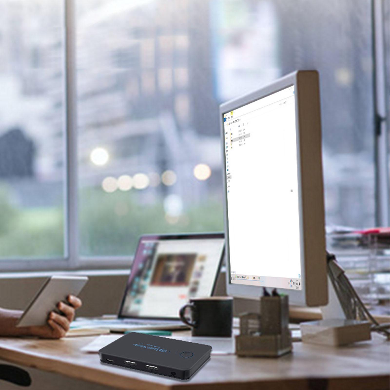 USB 2.0 Peripheral Sharing Switch Hub Adapter 2 Computers 6-Port Stable Connection ,Button and LED Easy to Install