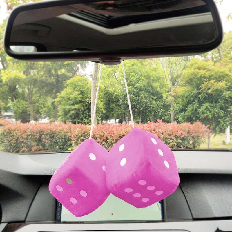 Auto Pluche Dobbelstenen Hanger Nieuwjaar Dobbelstenen Fluwelen Dobbelstenen Model Auto Achteruitkijkspiegel Hanger Kubus Decoratie Auto Styling