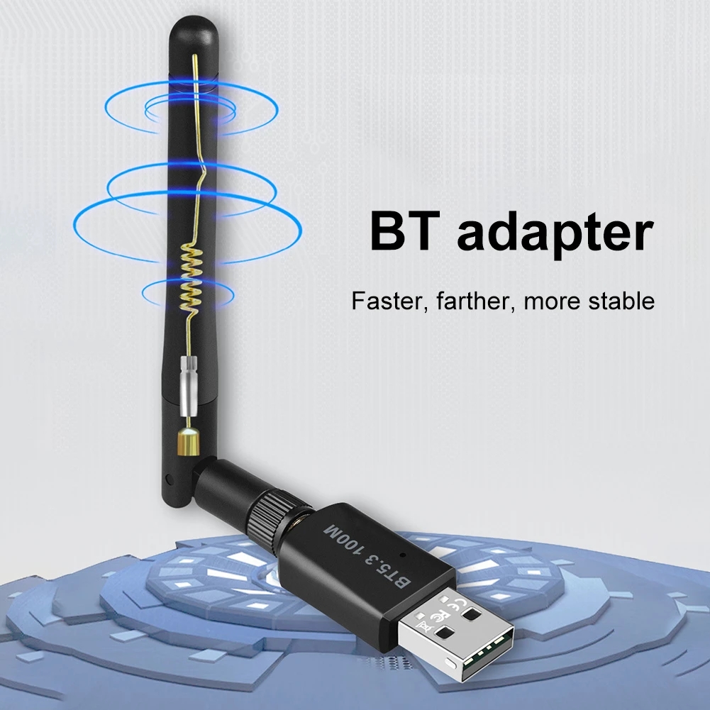 100M Bluetooth 5.3 Adapter Free Driver USB Bluetooth Dongle Adaptador for PC Windows 11/10 Mouse Keyboard Audio Receiver
