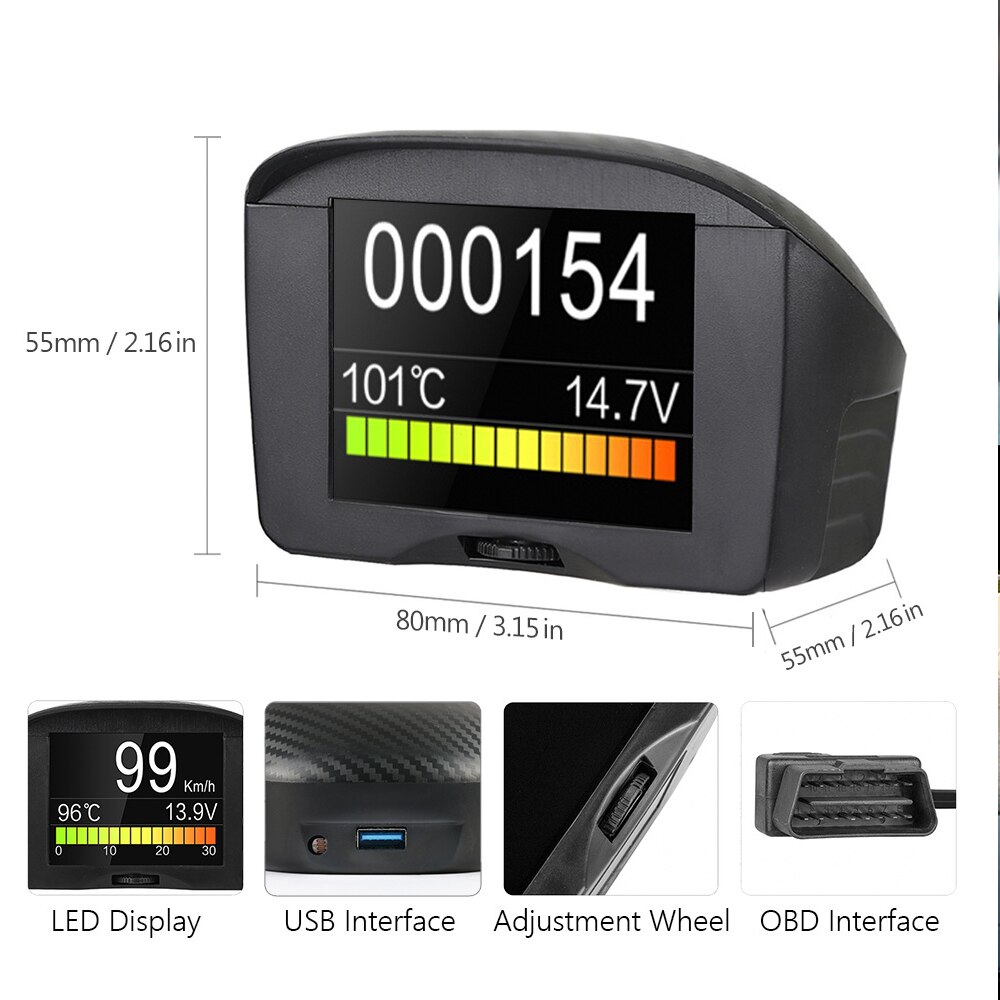 AUTOOL X50Plus Multi-Function OBD Car Head-up Indicator Digital Obd 2 HUD Meter Auto Alarm Water Temperature Gauge Speed
