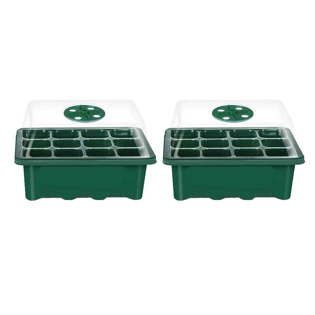2PCS 12 Hole Plant Seed Box Nursery Seedling Starter Garden Yard Tray Plants Propagation Nursery Box with Lid Seedling Tray Pot8