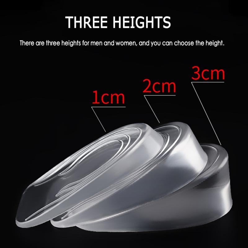 Almohadillas de Gel de silicona para el talón, para hombres y mujeres, Almohadillas protectoras para zapatos, cojín elástico, soporte para el arco, cuidado de los pies, 1-3cm