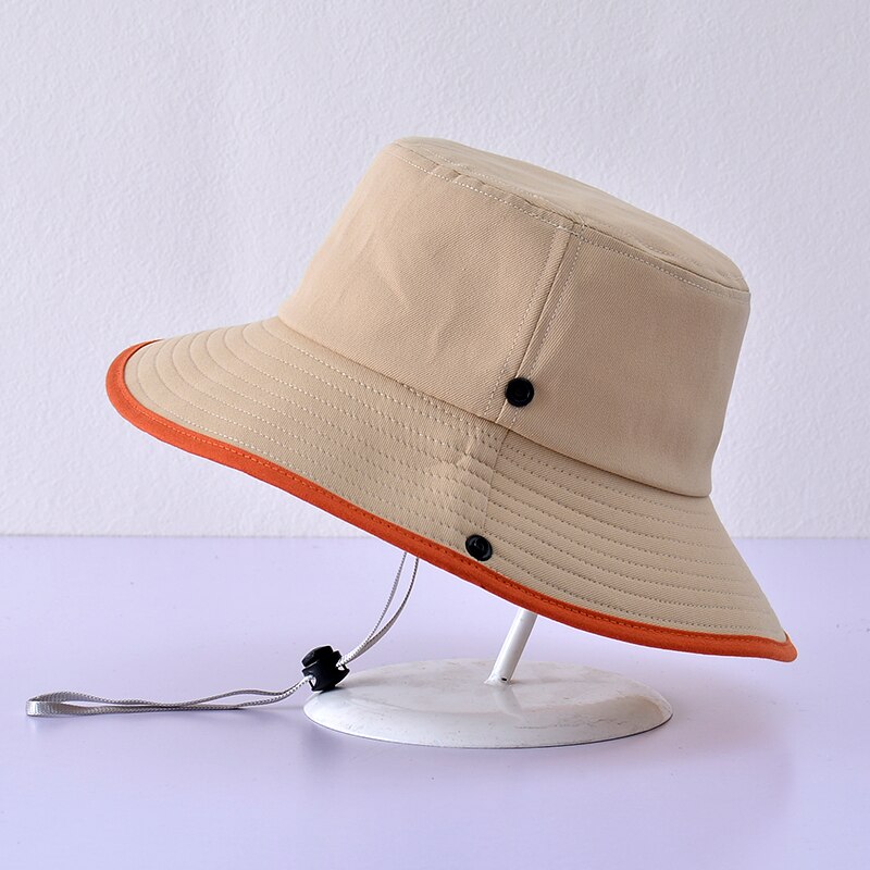 Zomer Katoen Jongen Emmer Hoed Kinderen Solid Plain Panama Unisex Strand Meisjes Zon Hoeden Snoep Kleur Cap Uv-bescherming Kids motorkap: beige
