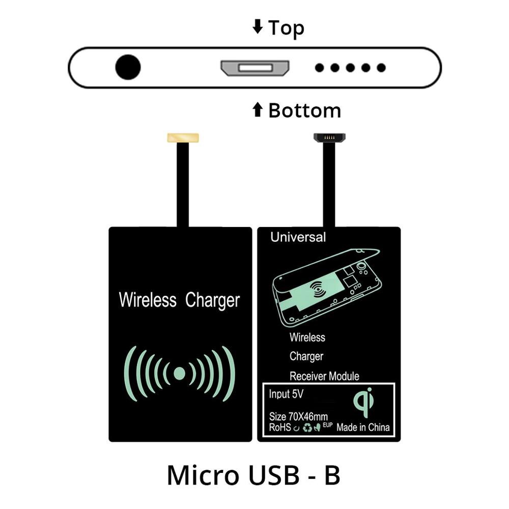 Drahtlose Ladegerät Bausatz Qi 10W Drahtlose Ladung Empfänger für Telefon Universal- Mikro USB Typ C Andorid Schnelle Ladung Pad: Silber-