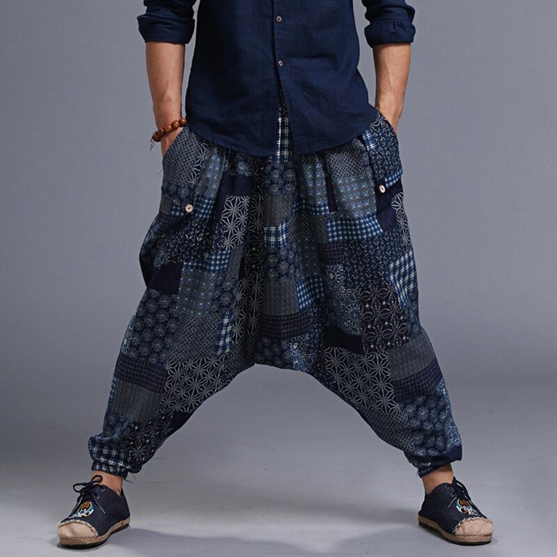Hip Hop Japanese Streetwar Cotton Linen Harem Pants Men Women Plus Size Wide Leg Trousers Casual Pants Cross-pants