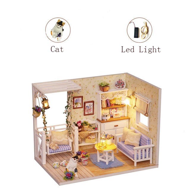 År jul dukkehus gør det selv miniature dukkehus legetøj møbler casadolls huse legetøj til børn fødselsdagsgaverz 007: 3013a