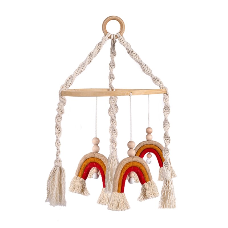 Sonagli culla Mobiles giocattolo letto campana per neonato arcobaleno nappa 0-12 mesi carosello lettini proiezione Dropshipping: weaving rainbow