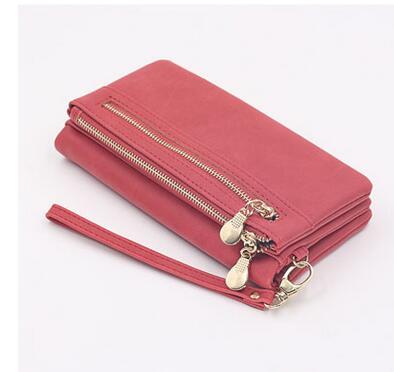 1pcs/lot High Capacity Women Wallets Long pu leather wallet female double zipper Coin Purse card wallet: 1