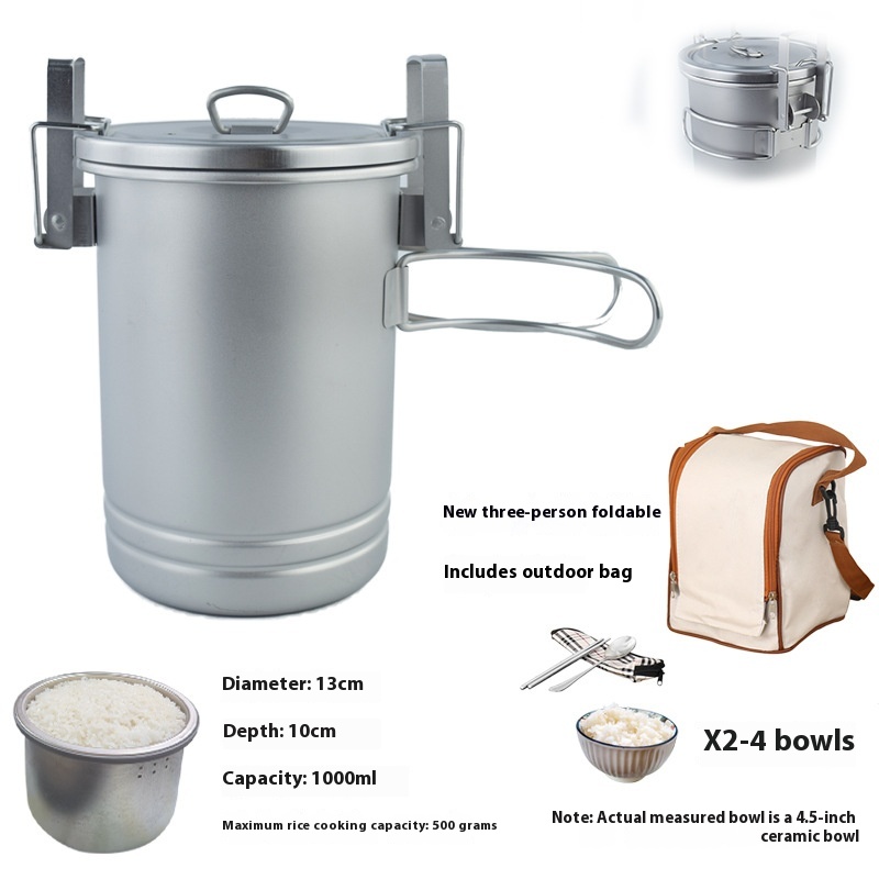 Olla arrocera actualizada, utensilios de cocina portátiles para pícnic al aire libre, olla de acero inoxidable, accesorio de cocina multifuncional para viajes, Camping y senderismo: índigo