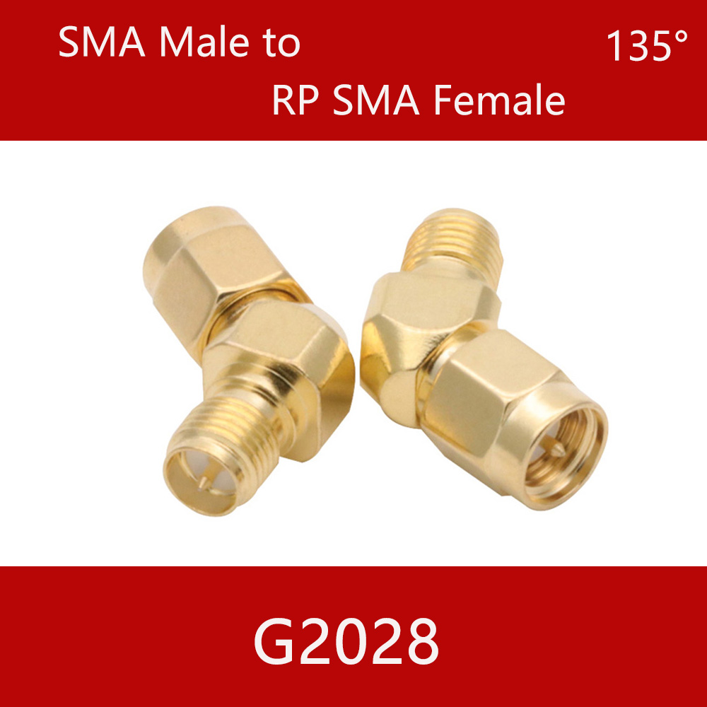 Conector SMA a SMA macho hembra RP SMA a SMA macho RPSMA, convertidor de adaptador RF de 3 vías de ángulo recto: G2028