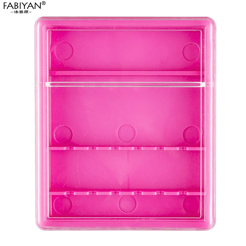 6 skrog spiker Kunst akryl bore-bit oppbevaringsboks arrangør manikyr utstilling containerholder stativ vise hvit rosa verktøy: Rosa