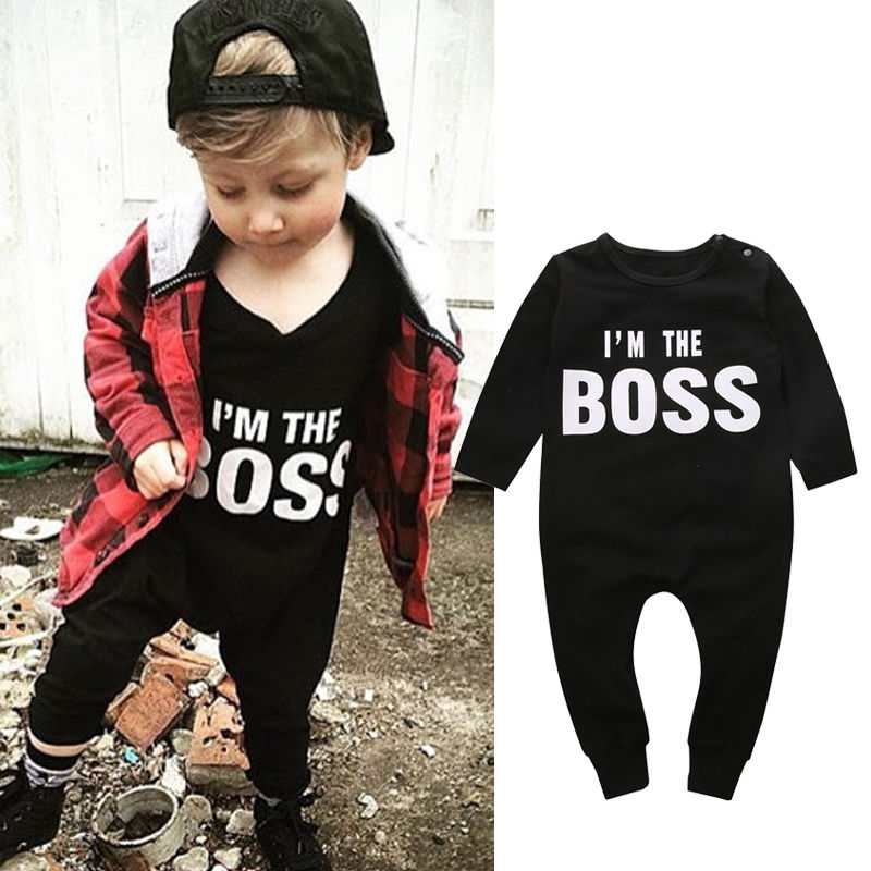 0-24M Newborn Baby Boys Girls Clothes Long Sleeve Cotton Boss Bodysuit Infant Bebes Todder Kids Clothes Playsuit
