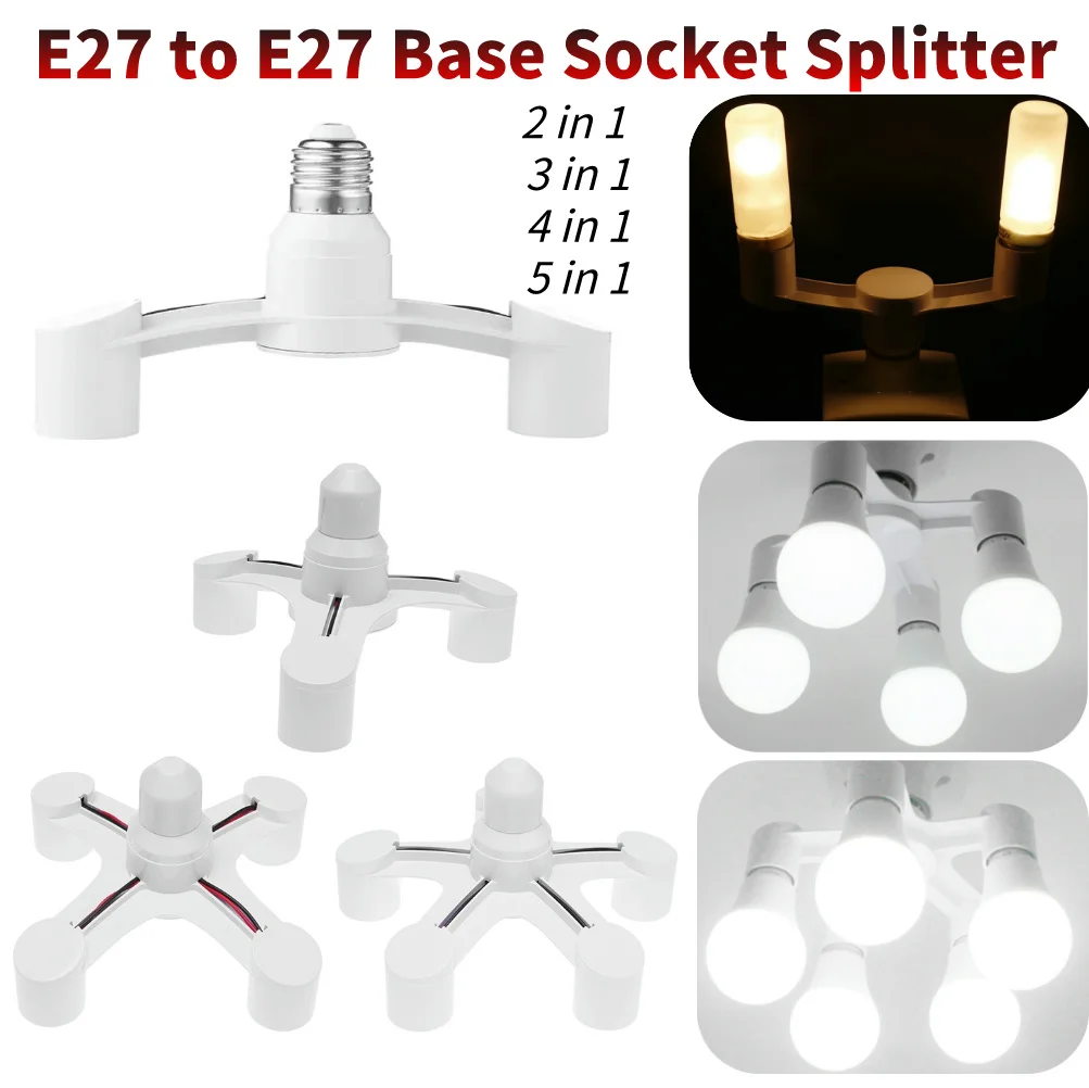 E27 naar E27 LED Gloeilamp Houder 2 in 1/3 in 1/4 in 1/5 in 1 E27 Base Socket Splitter LED Lamp Socket Gloeilamp Adapter Houder