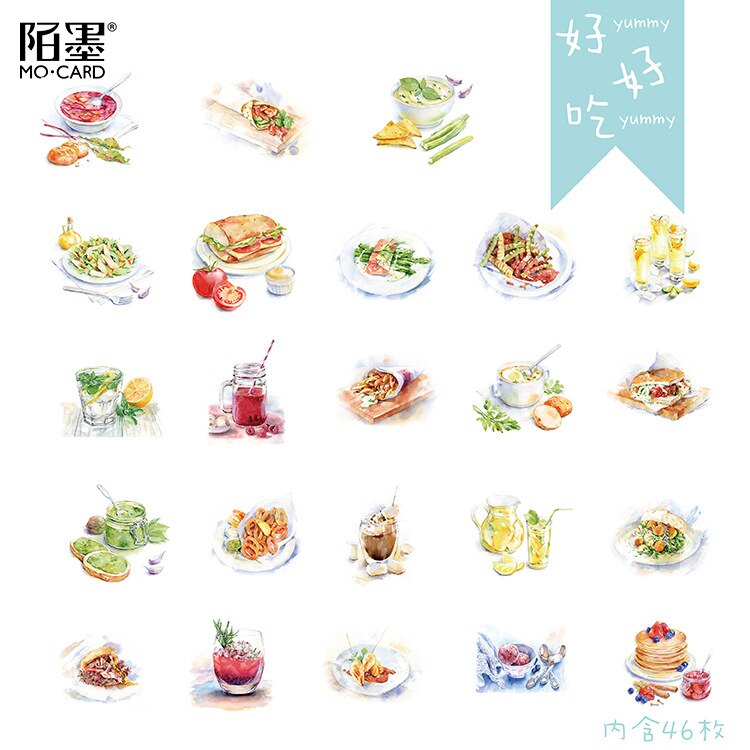 Delicious Yummy Food Decorative Stickers set Adhesive Stickers DIY Decoration Craft Scrapbooking Stickers Statione