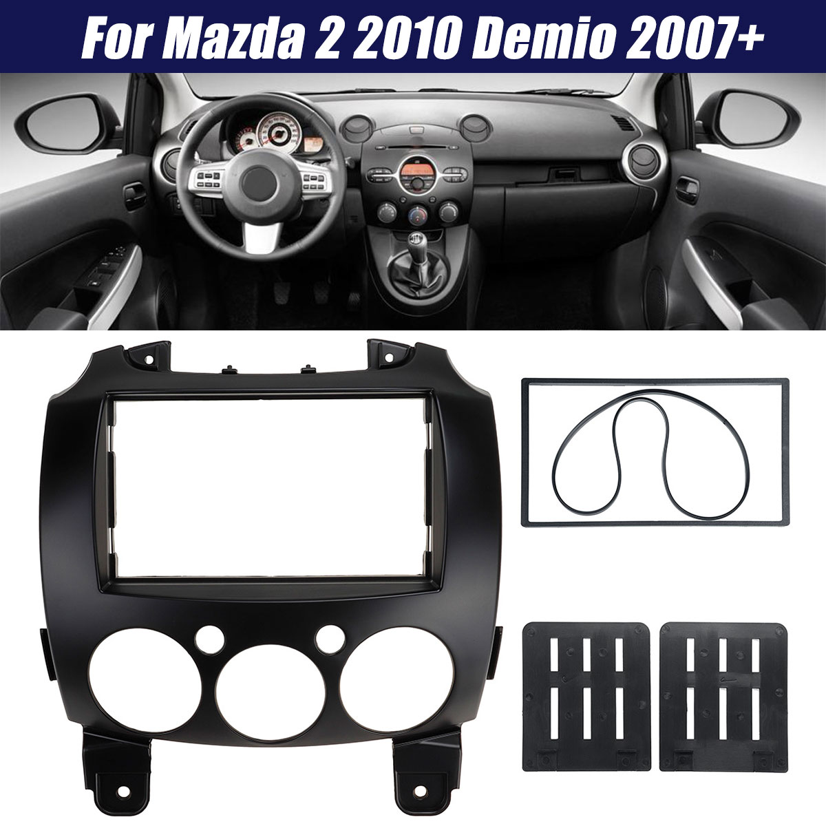 2 Din Car Radio Stereo Fascia Dash Mount Trim Kit Panel Frame For Mazda 2 Demio 2007+